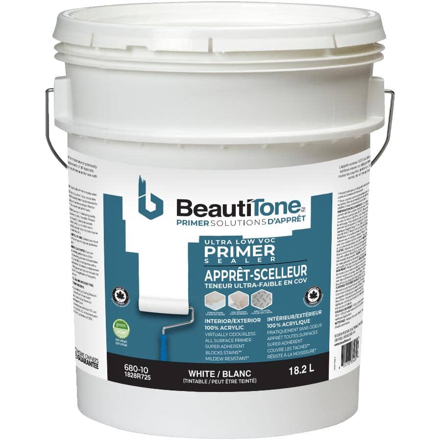 Interior / Exterior Acrylic Latex Ultra Low VOC Primer-Sealer - White, 18.2 L