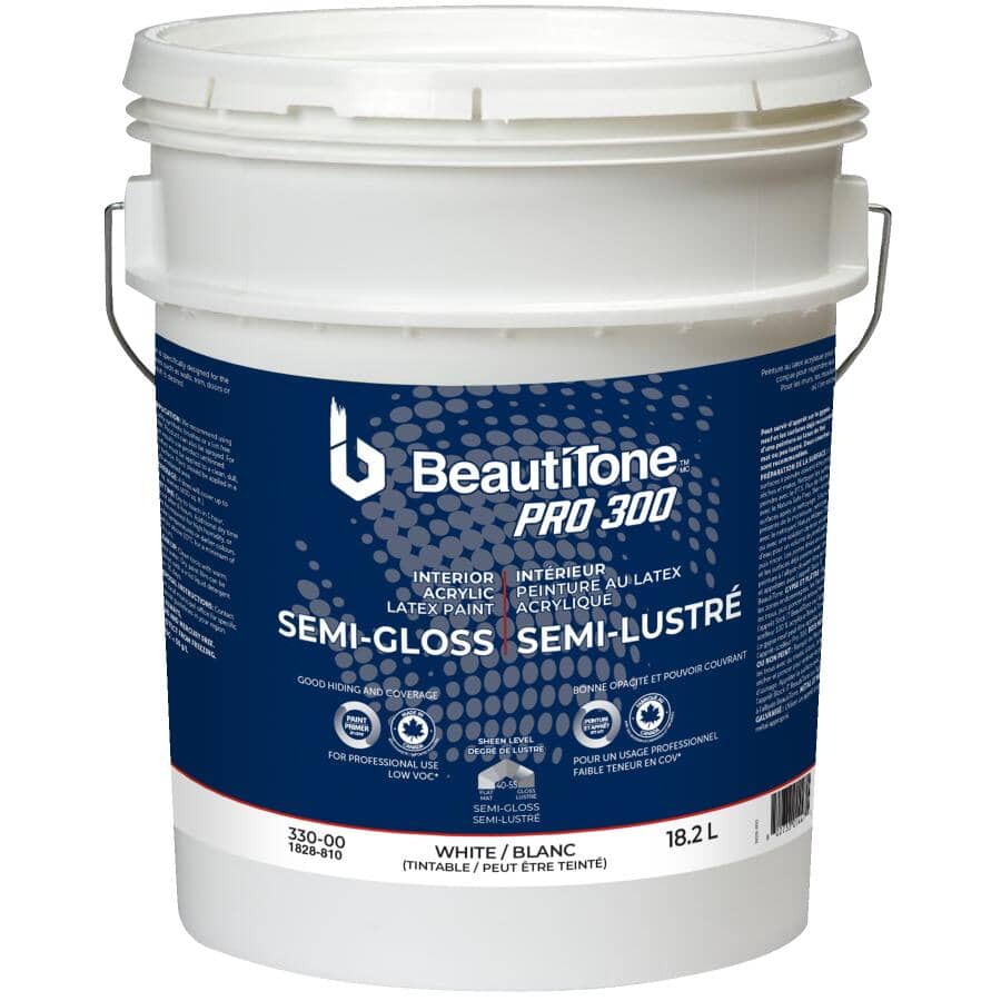 Interior Acrylic Latex Semi-Gloss Paint - White, 18.2 L