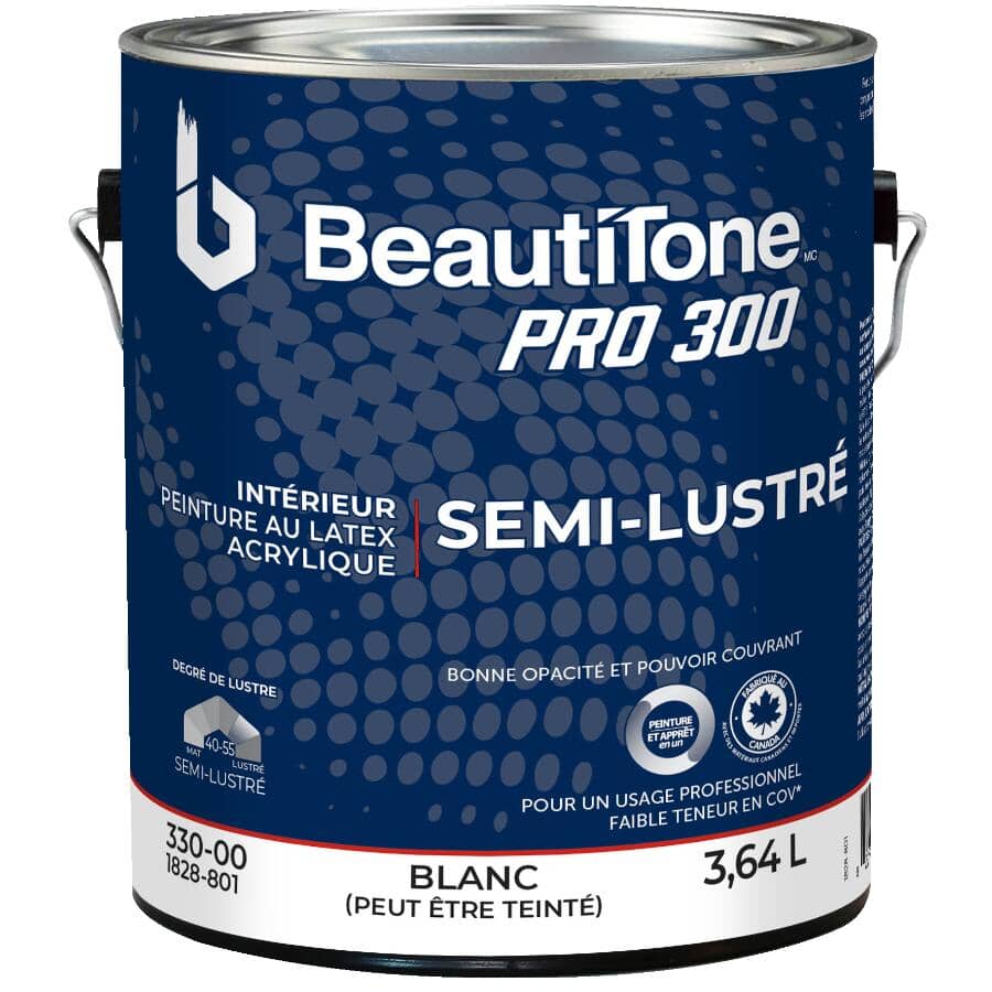 Interior Acrylic Latex Semi-Gloss Paint - White, 3.64 L