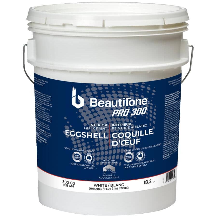 Interior Latex Enamel Eggshell Paint - High Hide White, 18.2 L