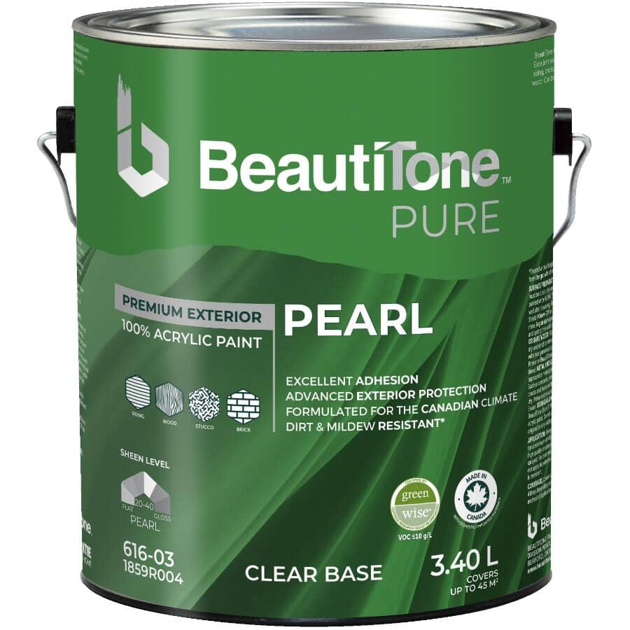 100% Acrylic Premium Exterior Pearl Paint - Clear Base, 3.40 L