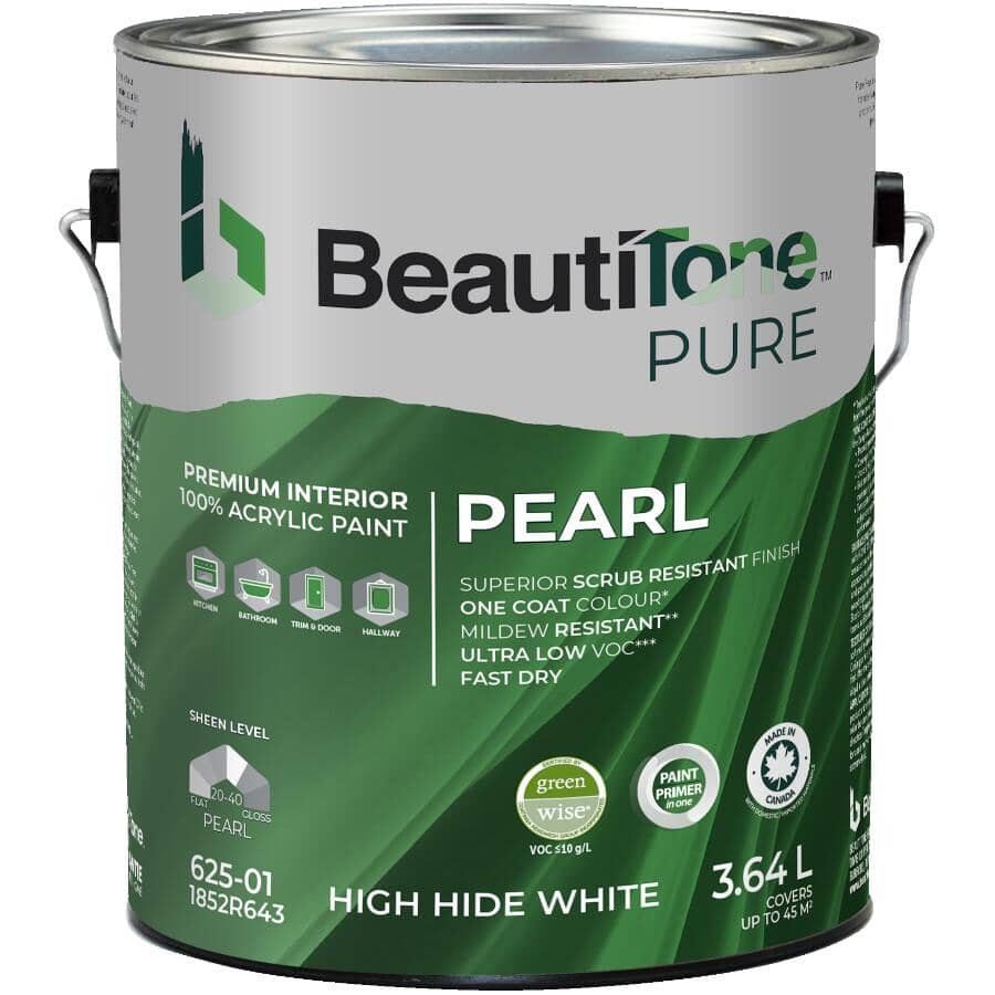 Premium Interior Latex Pearl Paint & Primer - High Hide White, 3.64 L