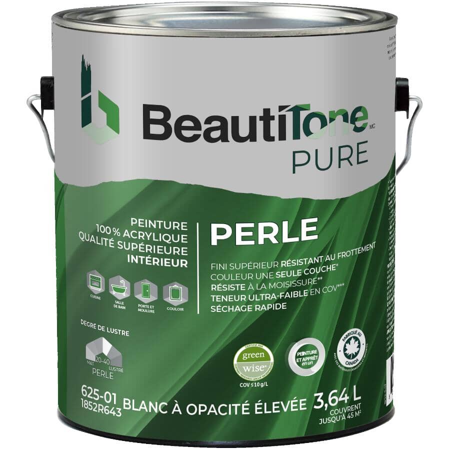 Premium Interior Latex Pearl Paint & Primer - High Hide White, 3.64 L