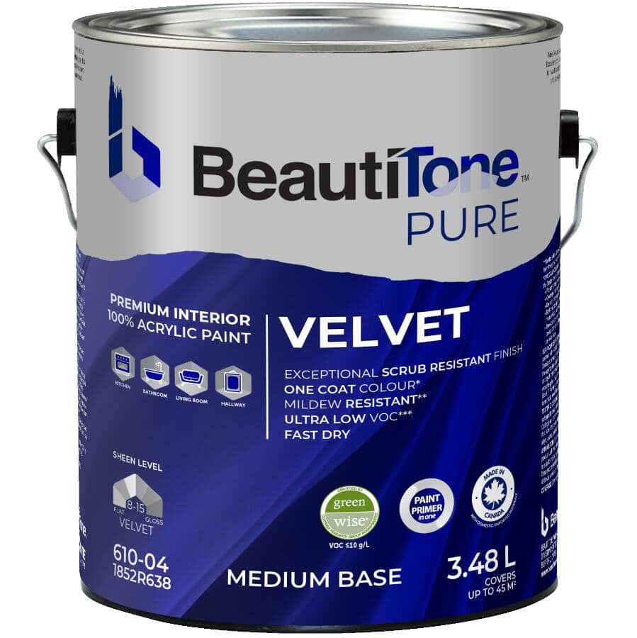Premium Interior Latex Velvet Paint & Primer - Medium Base, 3.48 L