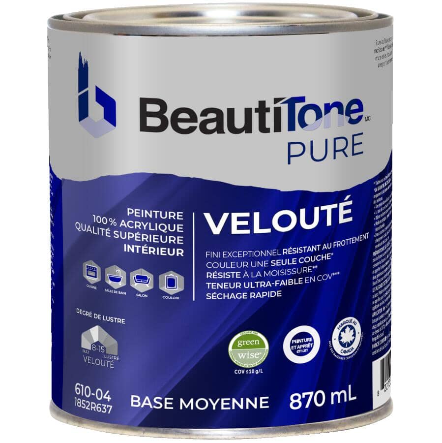 Premium Interior Latex Velvet Paint & Primer - Medium Base, 870 ml