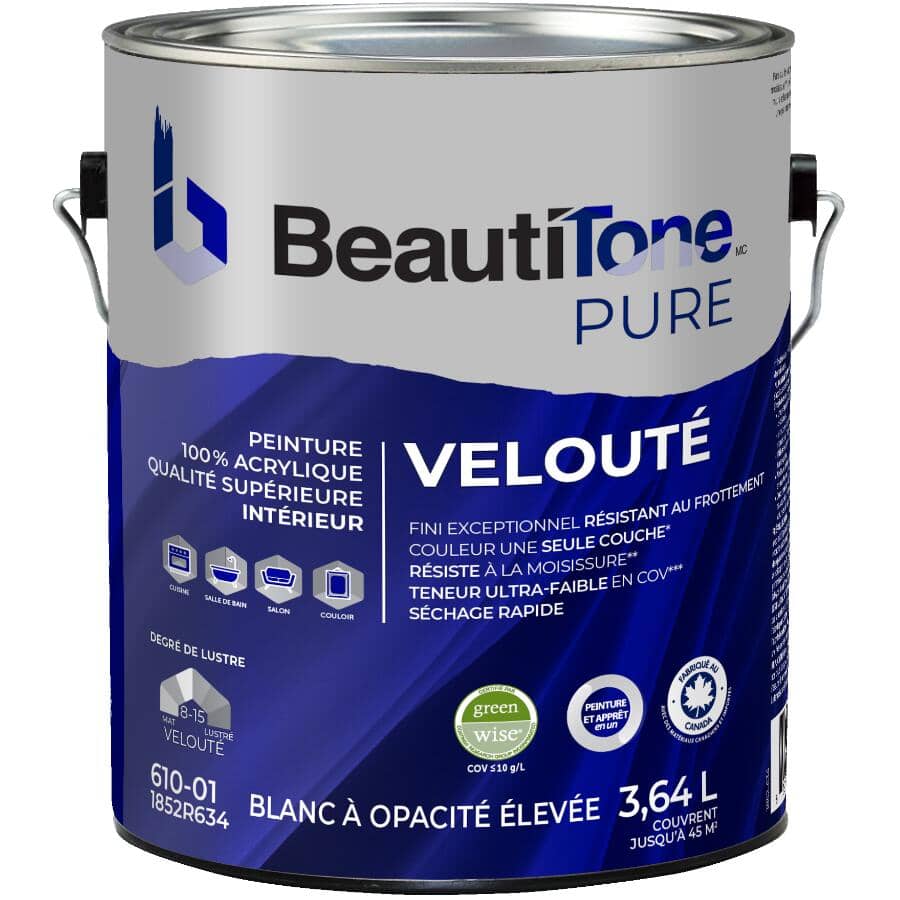 Premium Interior Latex Velvet Paint & Primer - High Hide White, 3.64 L