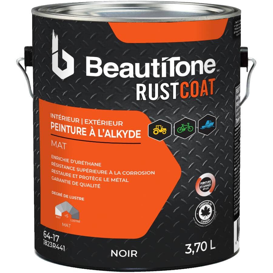 Alkyd Rust Paint - Flat Black, 3.7 L