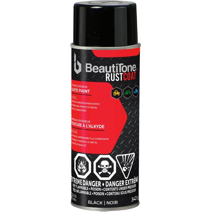 Alkyd Rust Spray Paint - Gloss Black, 340 g