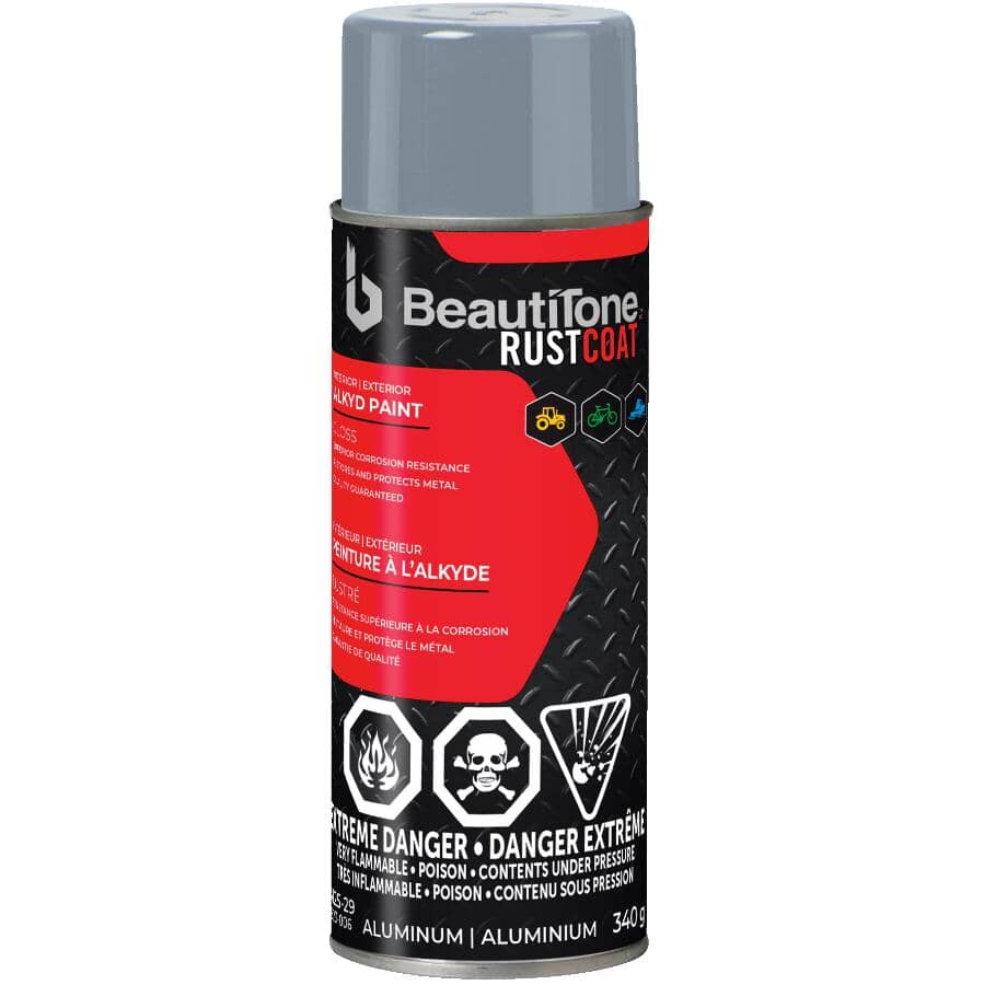 Alkyd Rust Spray Paint - Gloss Aluminum, 340 g