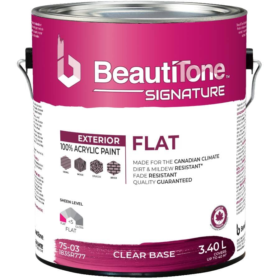Exterior Acrylic Latex Flat Paint - Clear Base, 3.4 L