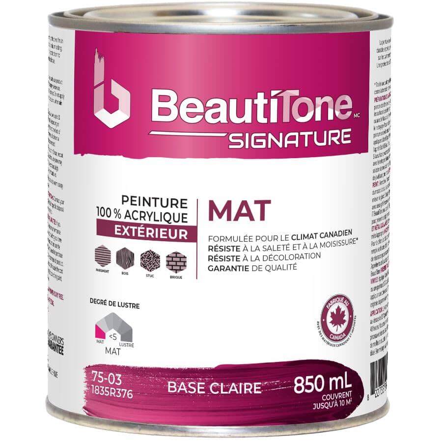 Exterior Acrylic Latex Flat Paint - Clear Base, 850 ml