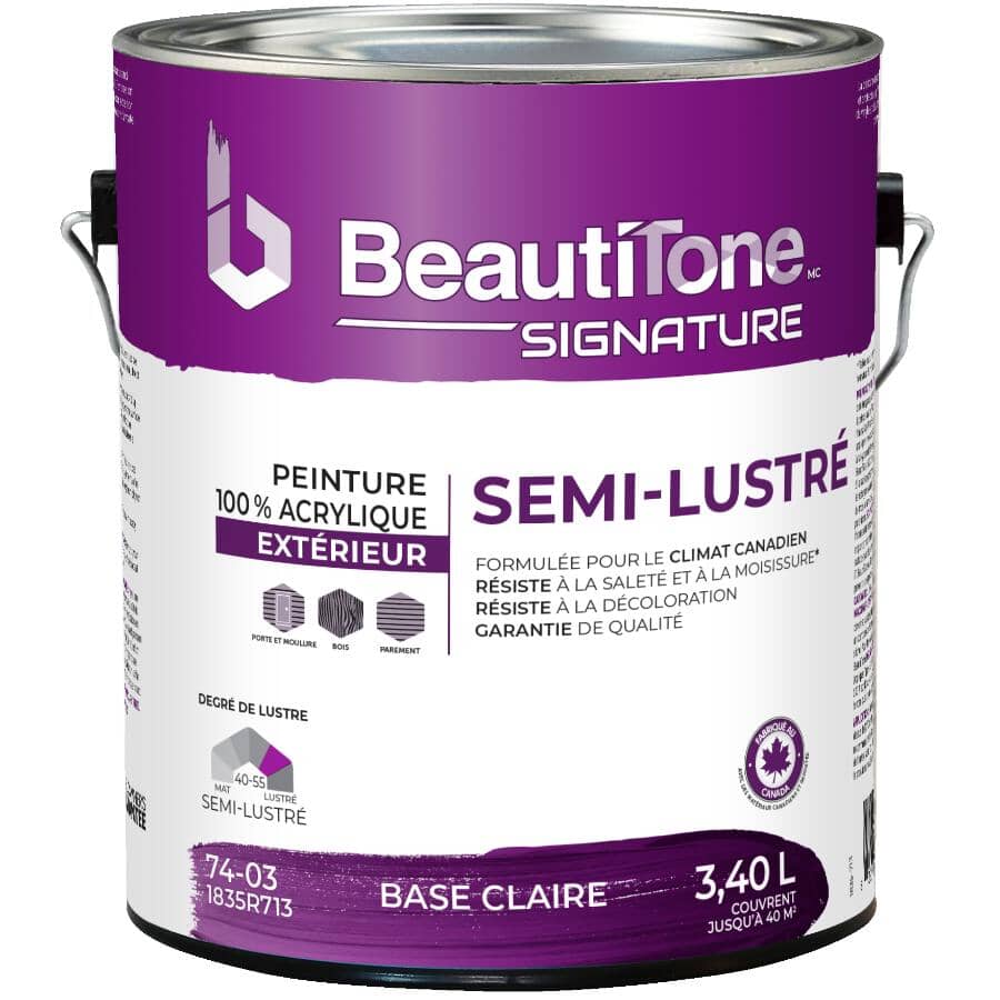 Exterior Acrylic Latex Semi-Gloss Paint - Clear Base, 3.4 L