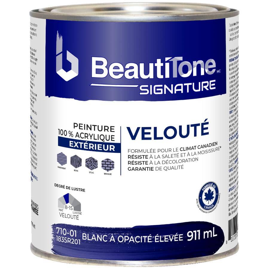 Exterior Acrylic Latex Velvet Paint - High Hide White, 911 ml