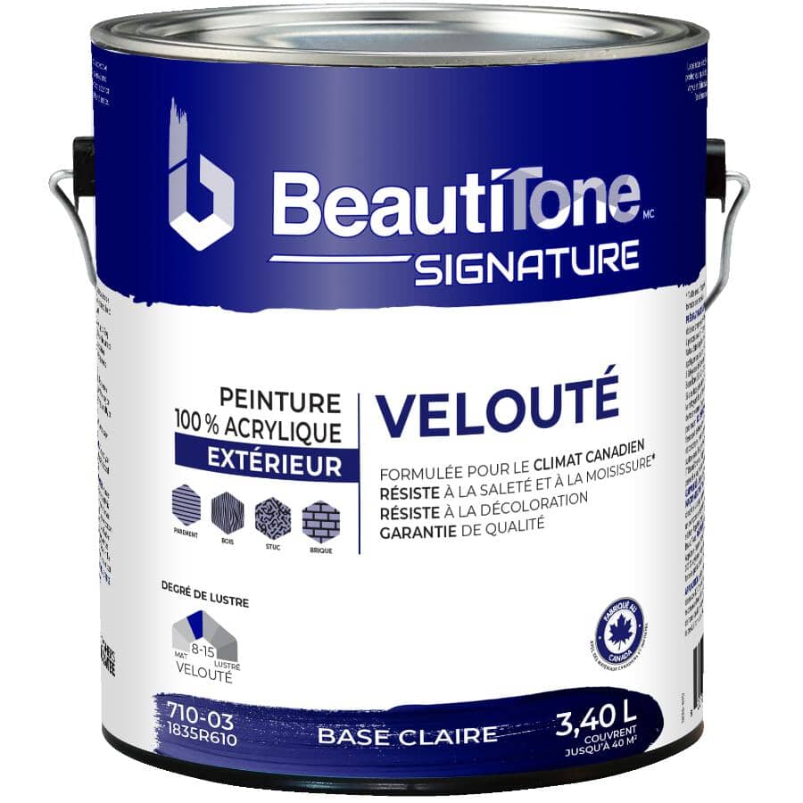 Exterior Acrylic Latex Velvet Paint - Clear Base, 3.4 L