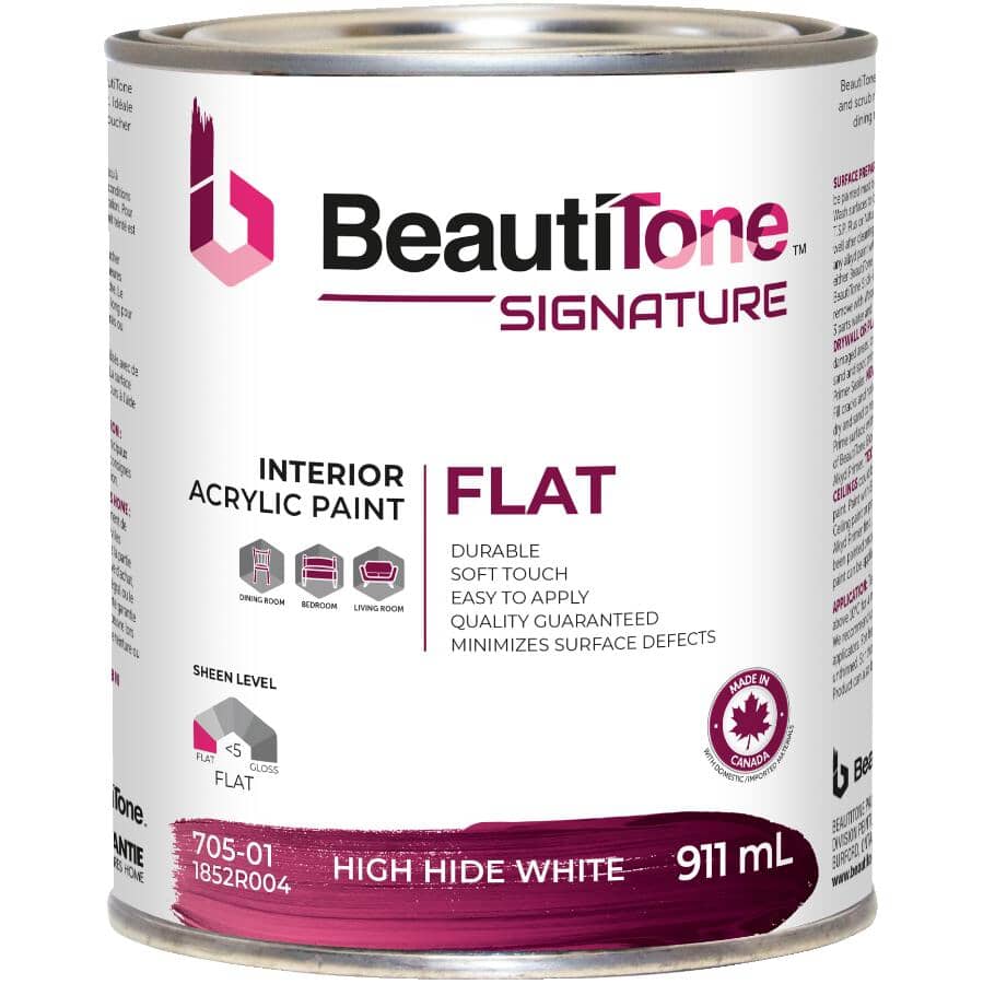 Interior Acrylic Flat Paint - High Hide White, 911 ml