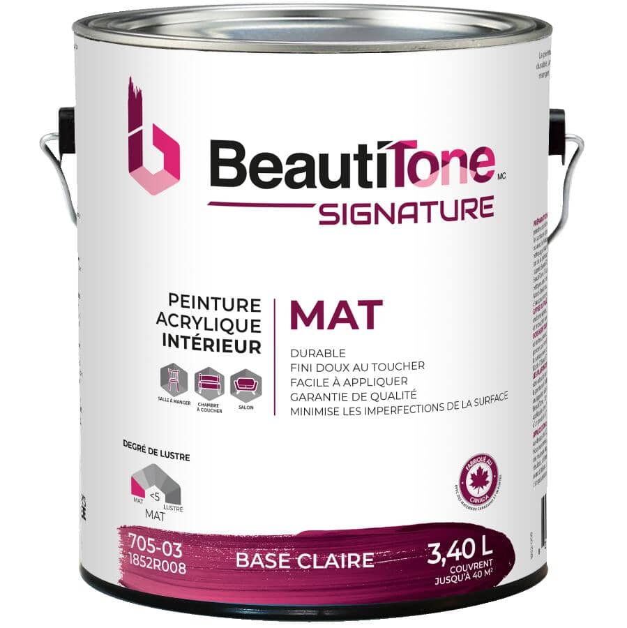 Interior Acrylic Flat Paint - Clear Base, 3.4 L