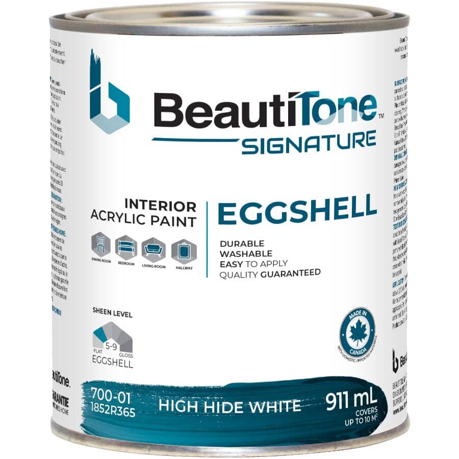 Interior Acrylic Latex Eggshell Paint - High Hide White, 911 ml