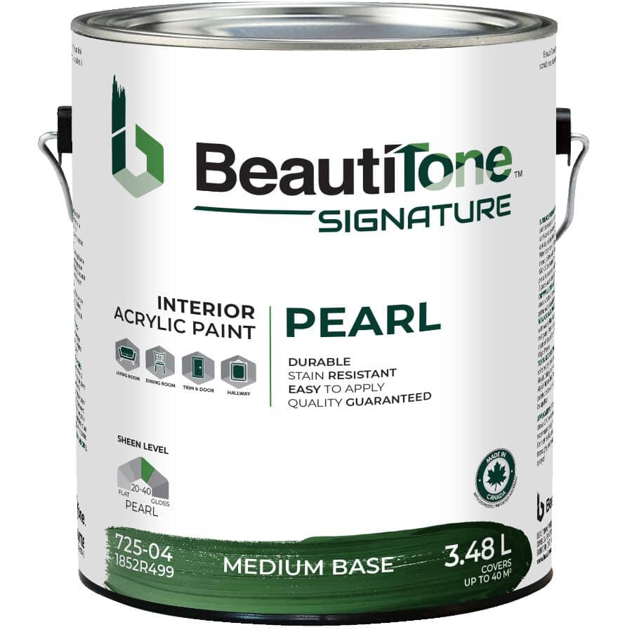 Interior Acrylic Latex Pearl Paint - Medium Base, 3.48 L