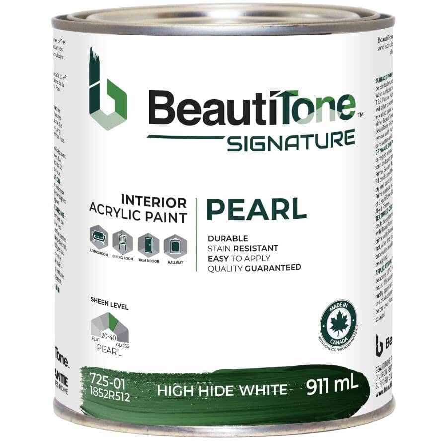 Interior Acrylic Latex Pearl Paint - High Hide White, 911 ml