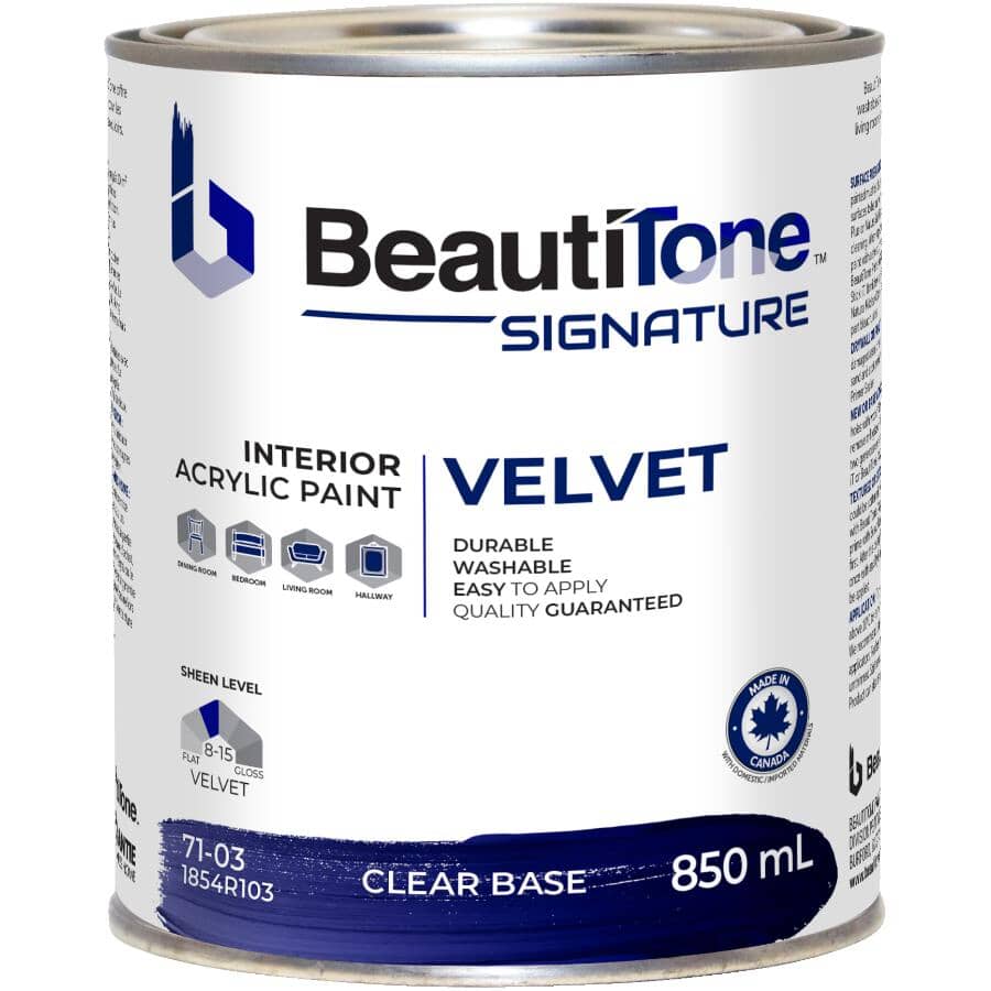 Interior Acrylic Latex Velvet Paint - Clear Base, 850 ml