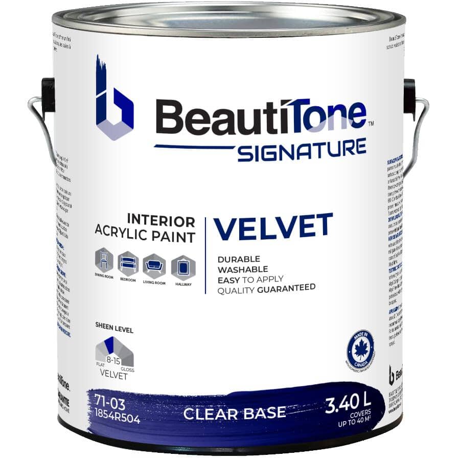Interior Acrylic Latex Velvet Paint - Clear Base, 3.4 L