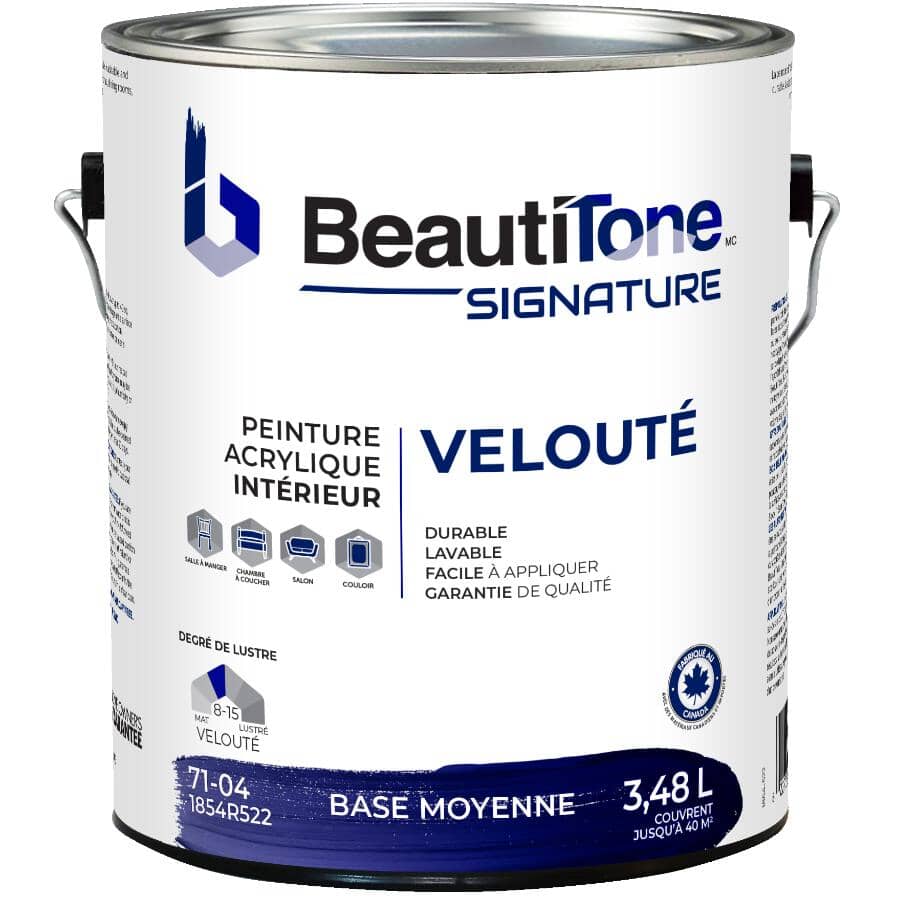 Interior Acrylic Latex Velvet Paint - Medium Base, 3.48 L