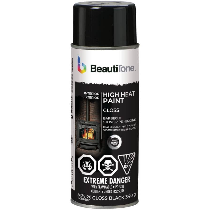 Solvent High Heat Spray Paint - Gloss Black, 340 g