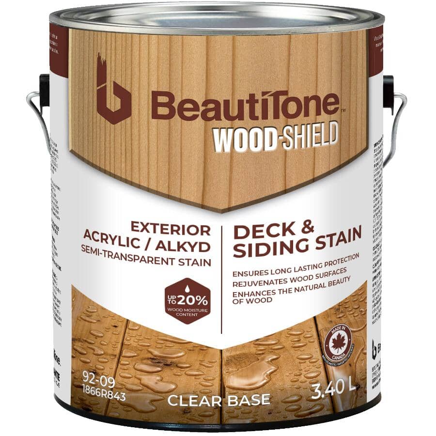 Acrylic Alkyd Deck & Siding Stain - Semi-Transparent Clear Base, 3.4 L