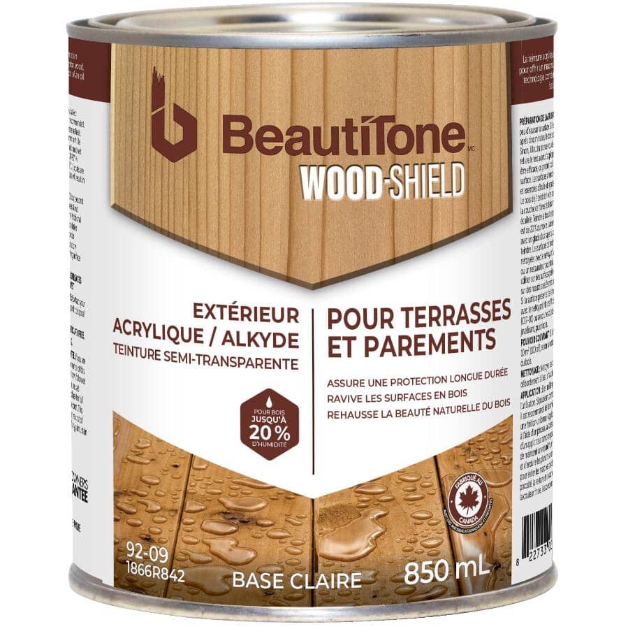 Acrylic Alkyd Deck & Siding Stain - Semi-Transparent Clear Base, 850 ml