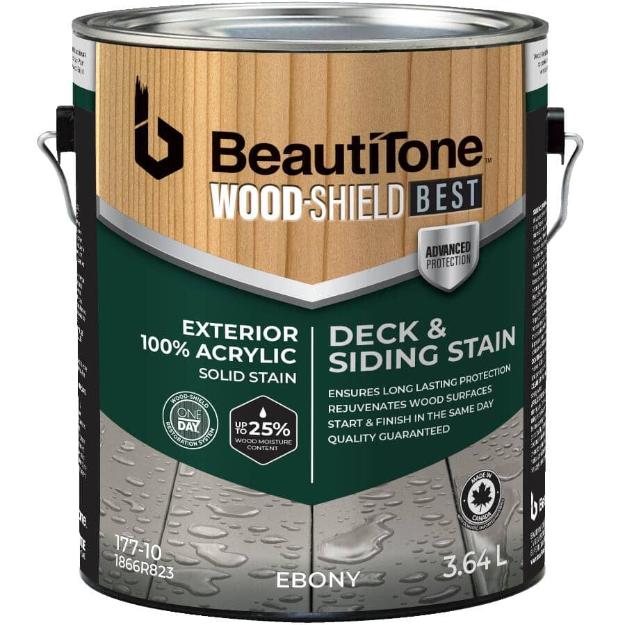 100% Acrylic Deck & Siding Stain - Solid Ebony, 3.64 L