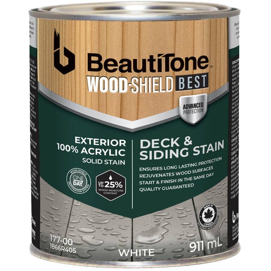 100% Acrylic Deck & Siding Stain - Solid White, 911 ml