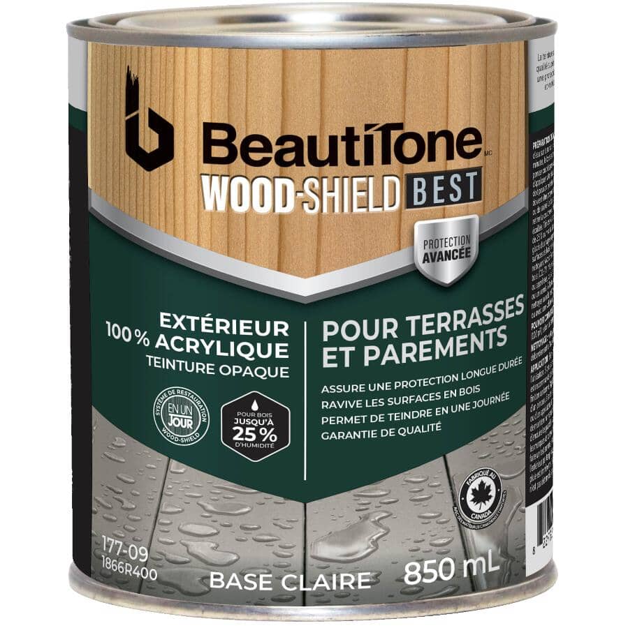 100% Acrylic Deck & Siding Stain - Solid Clear Base, 850 ml