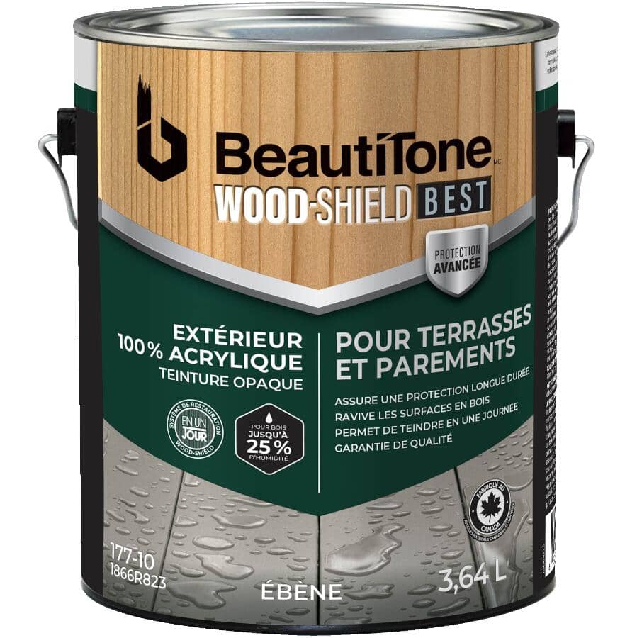 100% Acrylic Deck & Siding Stain - Solid Ebony, 3.64 L