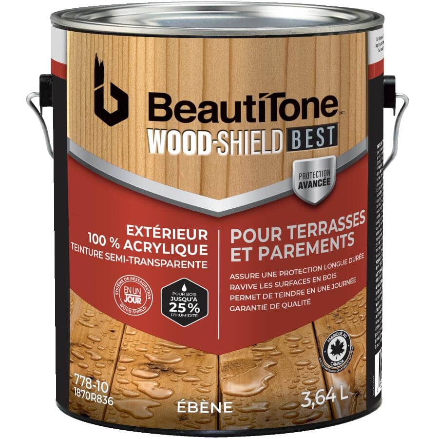 100% Acrylic Deck & Siding Stain - Semi-Transparent Ebony, 3.64 L