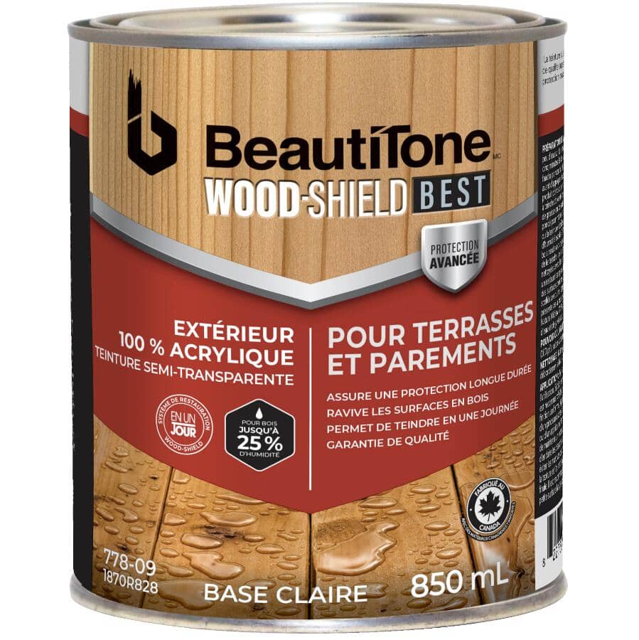 100% Acrylic Deck & Siding Stain - Semi-Transparent Clear Base, 850 ml