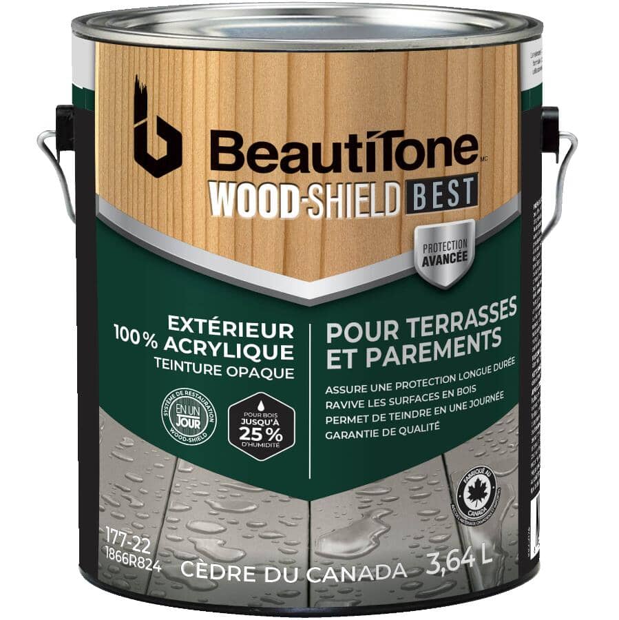100% Acrylic Deck & Siding Stain - Solid Canadian Cedar, 3.64 L