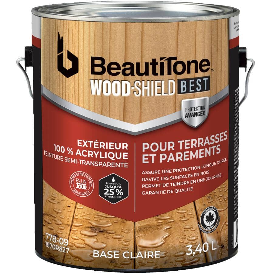 100% Acrylic Deck & Siding Stain - Semi-Transparent Clear, 3.4 L