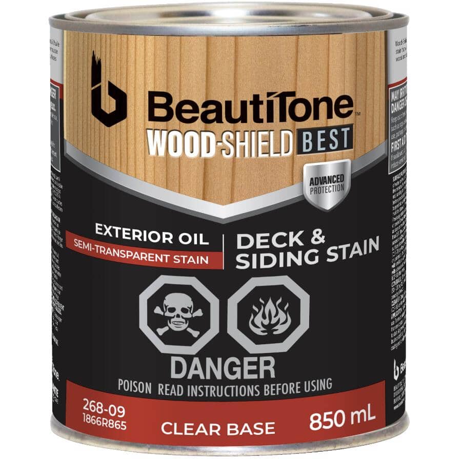 Oil Deck & Siding Stain - Semi-Transparent Clear Base, 850 ml