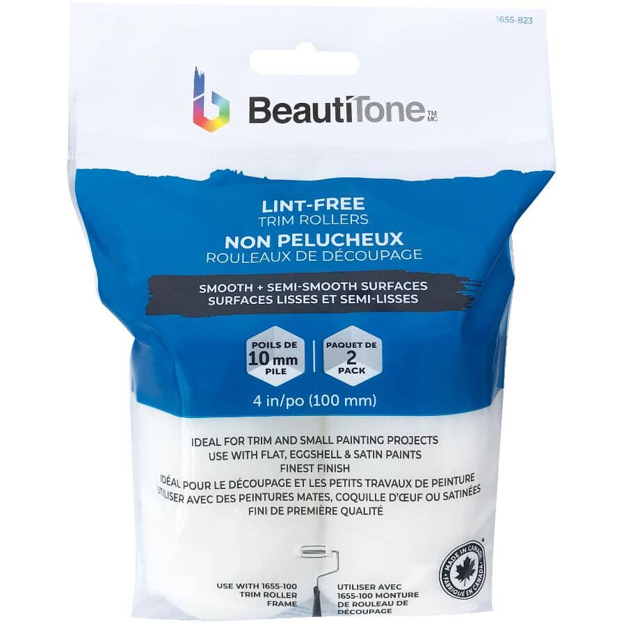 Woven Lint Free Trim Rollers - 100 mm x 10 mm, 2 Pack