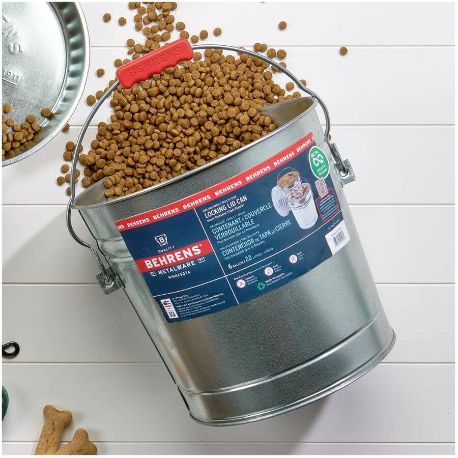 Galvanized Utility Pail with Locking Lid - 22 L