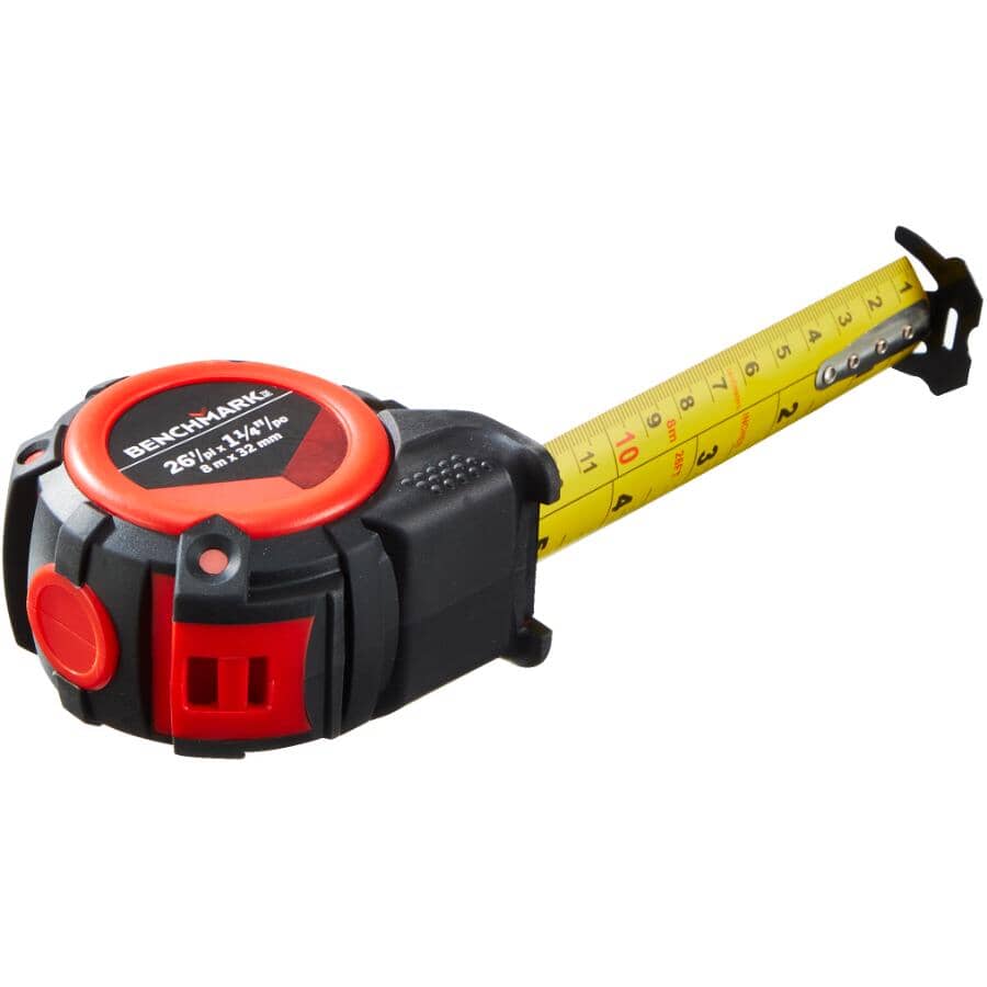 1-1/4" x 26'/8 m Double Sided Wide Blade Tape Measure