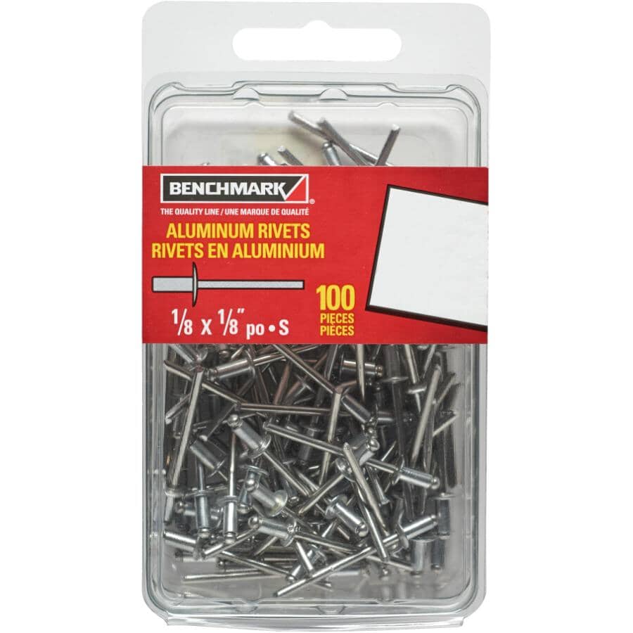 100 Pack 1/8" Short Aluminum Rivets