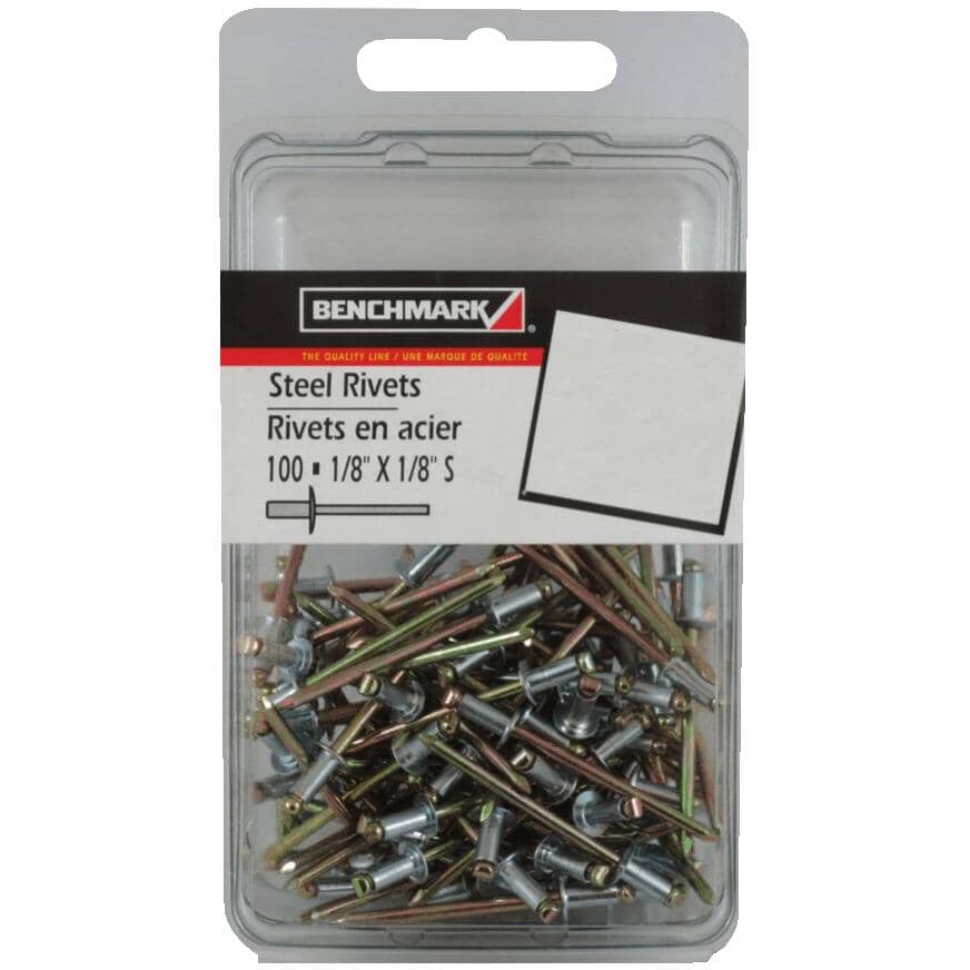 100 Pack 1/8" Short Steel Rivets