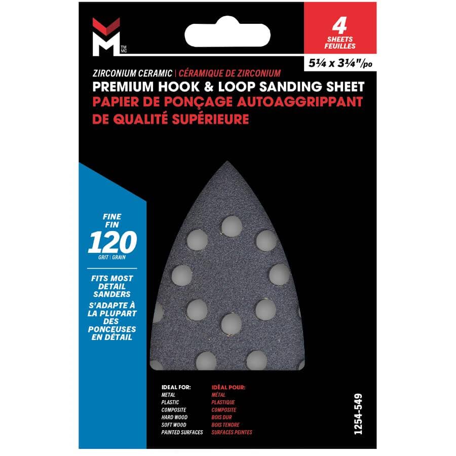120 Grit Finish and Detail Zirconium Sandpaper - 4 Pack