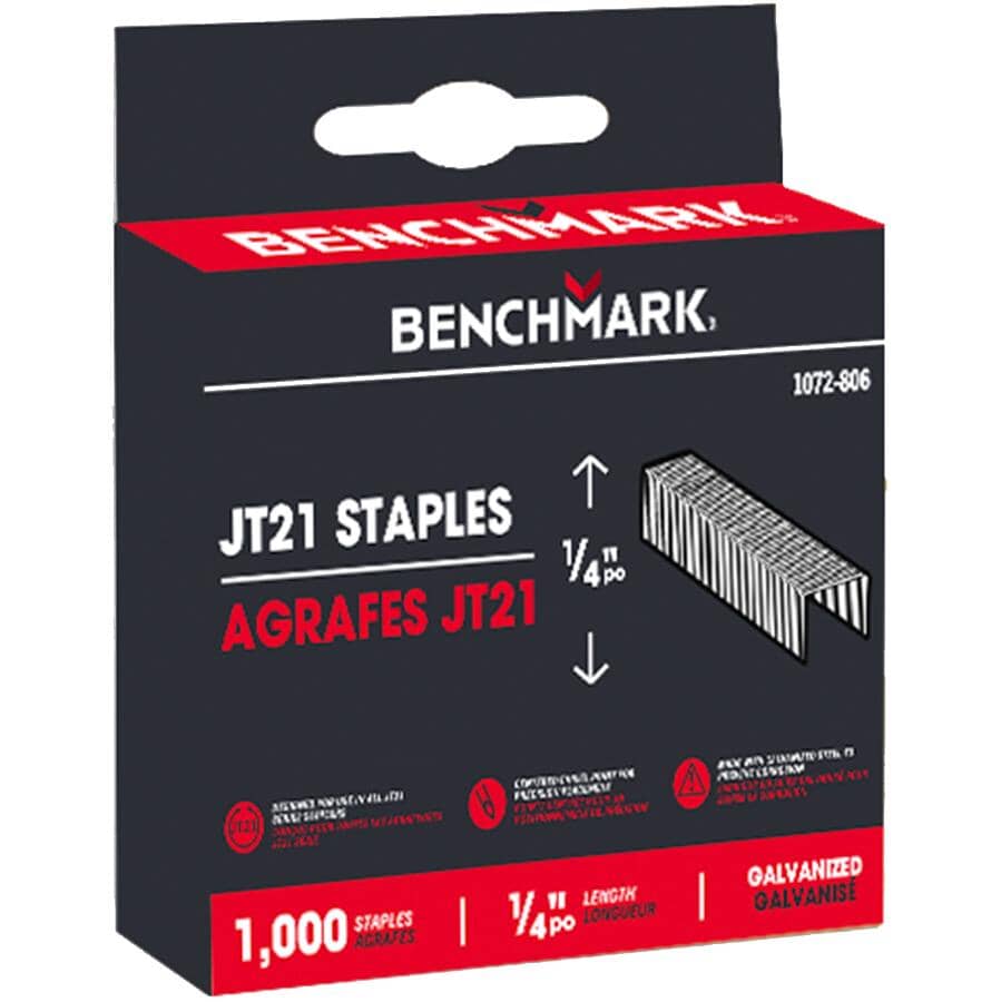 1/4" Staples - for JT21 Stapler, 1000 Pack