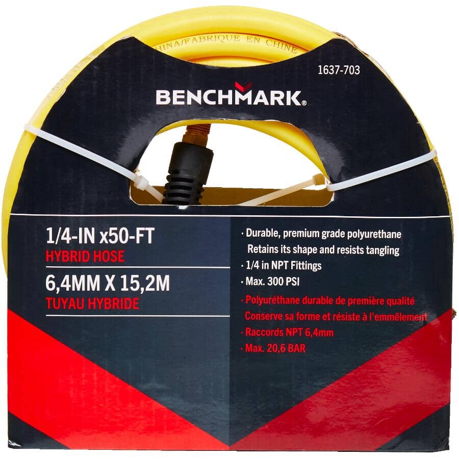 1/4" x 50' x 1/4" Male National Pipe Thread Hybrid Air Hose