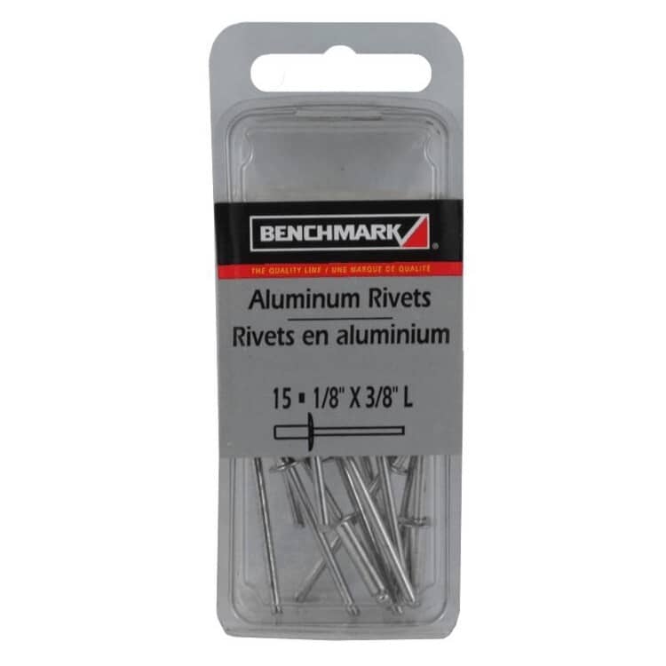 15 Pack 1/8" Long Aluminum Rivets