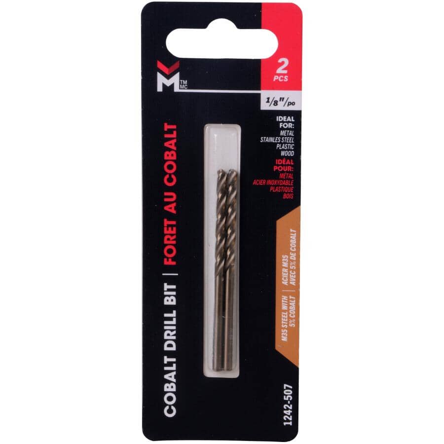 1/8" Cobalt Drill Bits - 3 Flute, 2 Pack