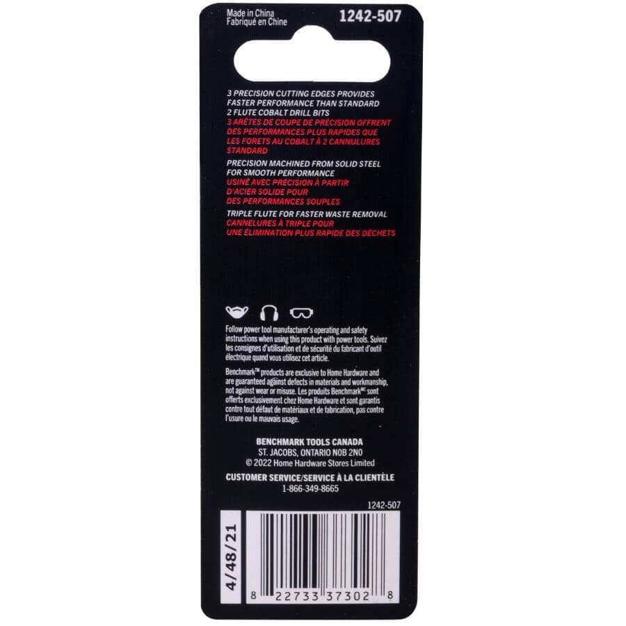 1/8" Cobalt Drill Bits - 3 Flute, 2 Pack