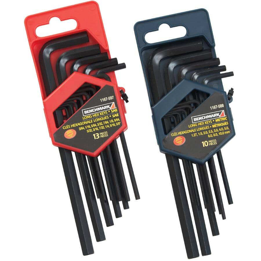 2 Pack 23 Piece Metric+SAE Long Hex Key Set